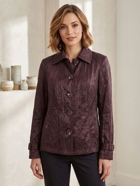 Tribal Spring Jacket Coat Purple Button Up Sz 10